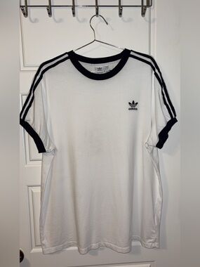 Adidas Women’s White & Black Trefoil Ringer Tee - Short Sleeve